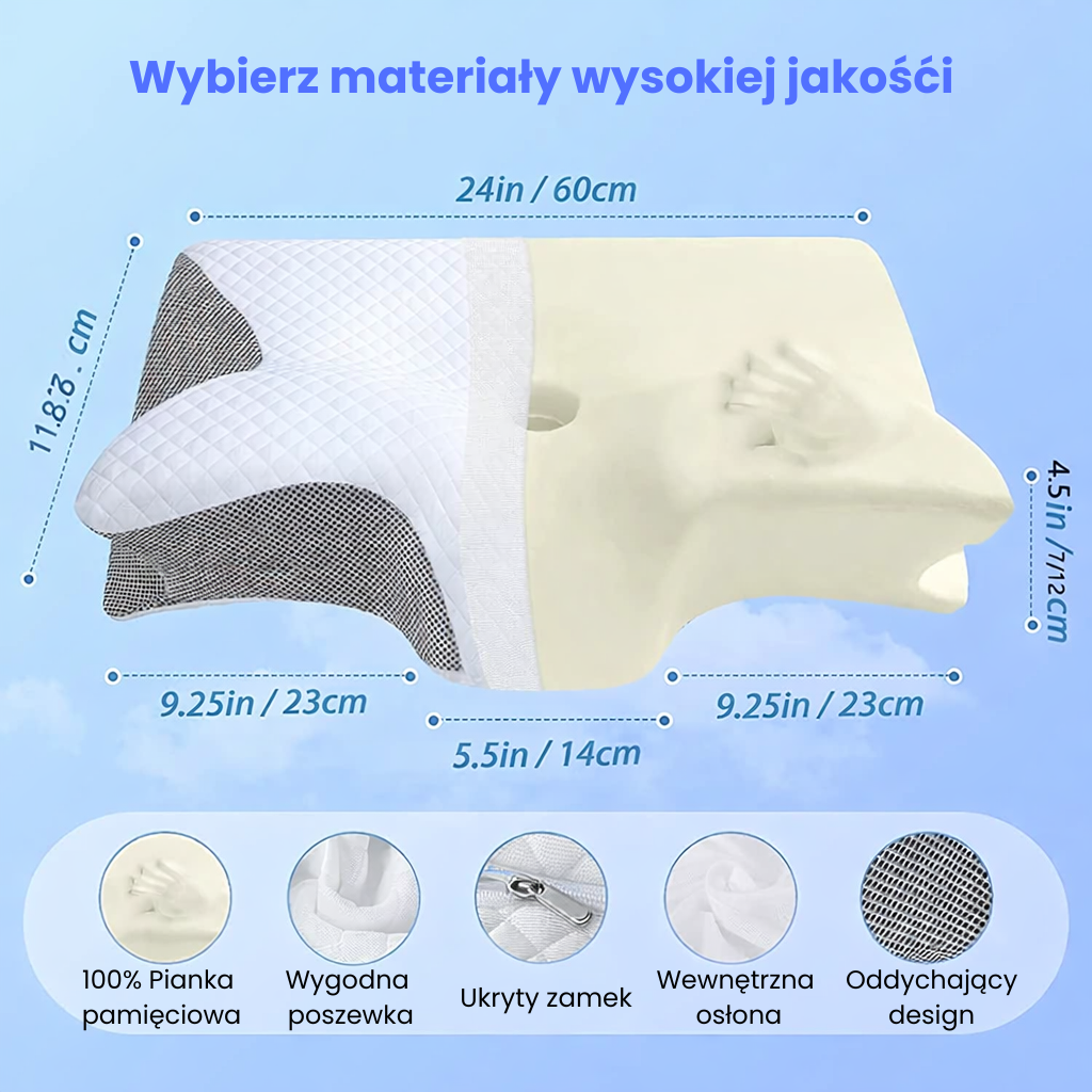 ErgoDream™ – Ergonomiczna poduszka ortopedyczna memory 2w1 na zdrowy sen